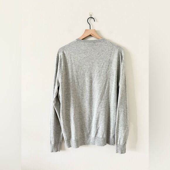 J. Crew Cotton Merino Wool Blend Lightweight V-neck Sweater in Heathered Gray L - Picture 3 of 5